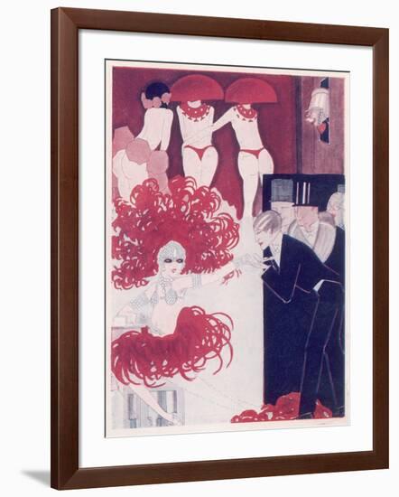 A Scene in a Paris Night Club at Midnight: Semi-Naked Dancers and their Admirers-null-Framed Photographic Print