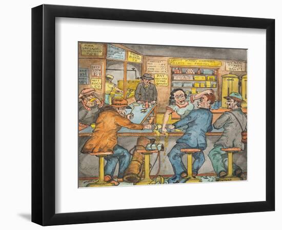 A Scene in a Seattle Skid Road Café-Ronald Ginther-Framed Giclee Print