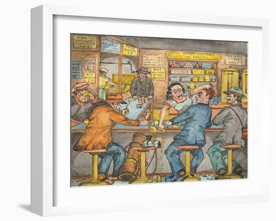 A Scene in a Seattle Skid Road Café-Ronald Ginther-Framed Giclee Print