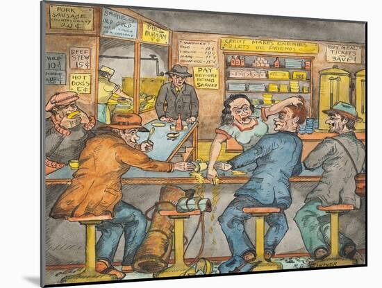 A Scene in a Seattle Skid Road Café-Ronald Ginther-Mounted Giclee Print