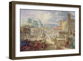 A Scene in Ancient Rome, a Setting for Titus Andronicus, Act I, Scene 3, C.1830-Joseph Michael Gandy-Framed Giclee Print