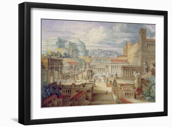 A Scene in Ancient Rome, a Setting for Titus Andronicus, Act I, Scene 3, C.1830-Joseph Michael Gandy-Framed Giclee Print