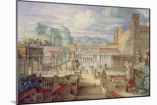 A Scene in Ancient Rome, a Setting for Titus Andronicus, Act I, Scene 3, C.1830-Joseph Michael Gandy-Mounted Giclee Print