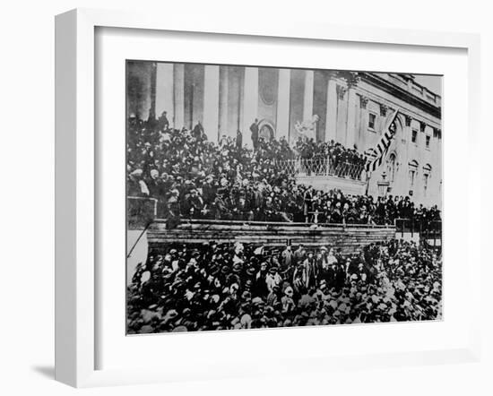 A Scene in Front of the Capitol During Lincoln's Second Inauguration,1865-null-Framed Premium Photographic Print