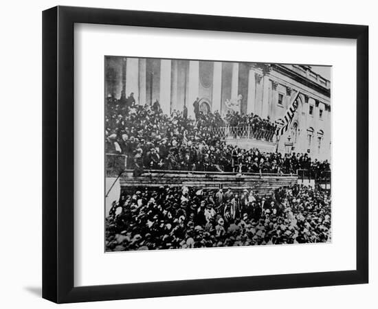 A Scene in Front of the Capitol During Lincoln's Second Inauguration,1865-null-Framed Photographic Print