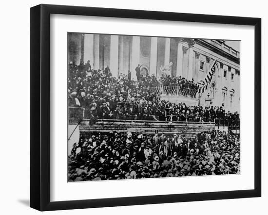 A Scene in Front of the Capitol During Lincoln's Second Inauguration,1865-null-Framed Photographic Print