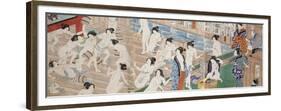 A Scene Inside a Bath House with Quarrelling Women-Utagawa Yoshiiku-Framed Premium Giclee Print