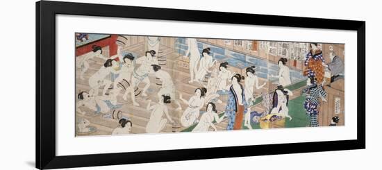 A Scene Inside a Bath House with Quarrelling Women-Utagawa Yoshiiku-Framed Premium Giclee Print