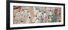 A Scene Inside a Bath House with Quarrelling Women-Utagawa Yoshiiku-Framed Premium Giclee Print