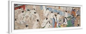 A Scene Inside a Bath House with Quarrelling Women-Utagawa Yoshiiku-Framed Premium Giclee Print
