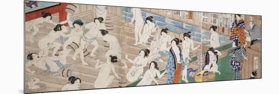 A Scene Inside a Bath House with Quarrelling Women-Utagawa Yoshiiku-Mounted Premium Giclee Print