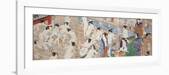 A Scene Inside a Bath House with Quarrelling Women-Utagawa Yoshiiku-Framed Giclee Print