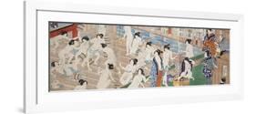 A Scene Inside a Bath House with Quarrelling Women-Utagawa Yoshiiku-Framed Giclee Print