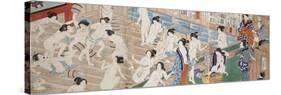 A Scene Inside a Bath House with Quarrelling Women-Utagawa Yoshiiku-Stretched Canvas