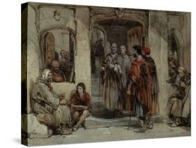 A Scene of Monastic Life, 1850 (W/C on Paper)-George Cattermole-Stretched Canvas
