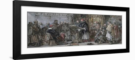 A Scene of Monastic Life: Preaching in the Church (W/C on Paper)-George Cattermole-Framed Giclee Print