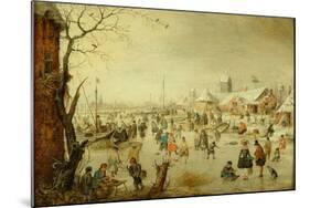 A Scene on the Ice, C.1630-Hendrick Avercamp-Mounted Giclee Print