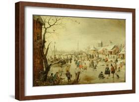 A Scene on the Ice, C.1630-Hendrick Avercamp-Framed Giclee Print