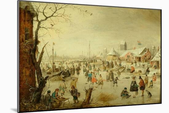 A Scene on the Ice, C.1630-Hendrick Avercamp-Mounted Giclee Print