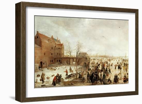 A Scene on the Ice Near a Town, circa 1615-Hendrik Avercamp-Framed Giclee Print