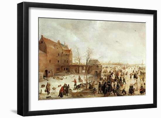 A Scene on the Ice Near a Town, circa 1615-Hendrik Avercamp-Framed Giclee Print