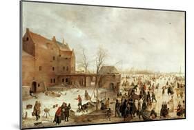 A Scene on the Ice Near a Town, circa 1615-Hendrik Avercamp-Mounted Giclee Print