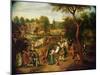 A Scene on the Outskirts of a Village-Pietro Benvenuti-Mounted Giclee Print