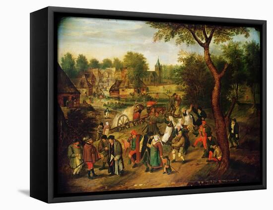 A Scene on the Outskirts of a Village-Pietro Benvenuti-Framed Stretched Canvas