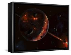 A Scene Portraying the Early Stages of a Solar System Forming-Stocktrek Images-Framed Stretched Canvas