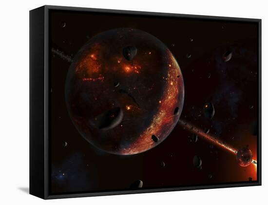 A Scene Portraying the Early Stages of a Solar System Forming-Stocktrek Images-Framed Stretched Canvas