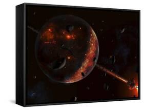 A Scene Portraying the Early Stages of a Solar System Forming-Stocktrek Images-Framed Stretched Canvas