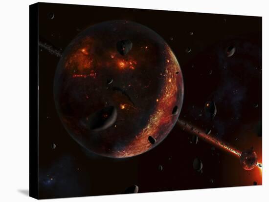 A Scene Portraying the Early Stages of a Solar System Forming-Stocktrek Images-Stretched Canvas