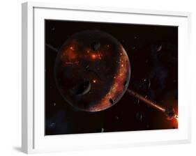 A Scene Portraying the Early Stages of a Solar System Forming-Stocktrek Images-Framed Photographic Print