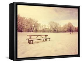 A Scenic Cold Winter Landscape with Snow and Trees Done with a Retro Vintage Instagram Filter-graphicphoto-Framed Stretched Canvas