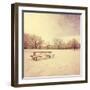A Scenic Cold Winter Landscape with Snow and Trees Toned with an Instagram like Warm Filter-graphicphoto-Framed Photographic Print