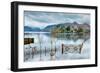 A Scenic Landscape View of Derwentwater, Winter with a Flooded Field and Gate-Julian Eales-Framed Photographic Print