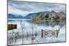 A Scenic Landscape View of Derwentwater, Winter with a Flooded Field and Gate-Julian Eales-Mounted Photographic Print