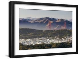 A Scenic View of San Francisco and the Golden Gate Bridge from Twin Peaks Overlook-Adam Barker-Framed Photographic Print