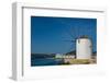 A scenic view of the Parikia waterfront and a traditional windmill. Cyclades Islands, Greece.-Sergio Pitamitz-Framed Photographic Print