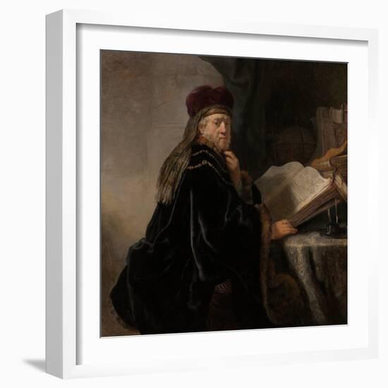 A Scholar Seated at a Desk (Scholar at His Stud)-Rembrandt van Rijn-Framed Giclee Print