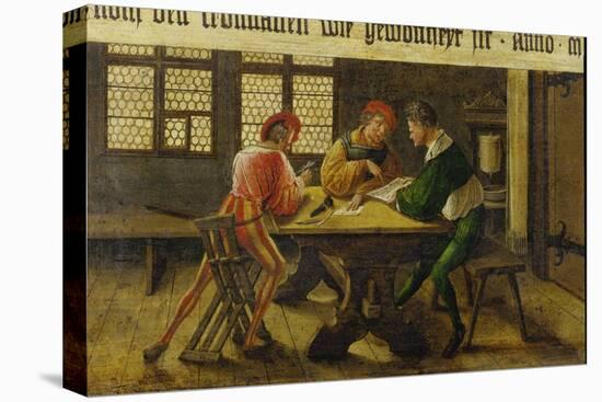 A Schoolmaster Explaining a Document to Two Illiterate Journeymen, 1516-Ambrosius Holbein-Stretched Canvas