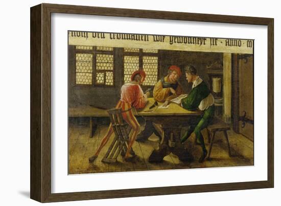 A Schoolmaster Explaining a Document to Two Illiterate Journeymen, 1516-Ambrosius Holbein-Framed Giclee Print