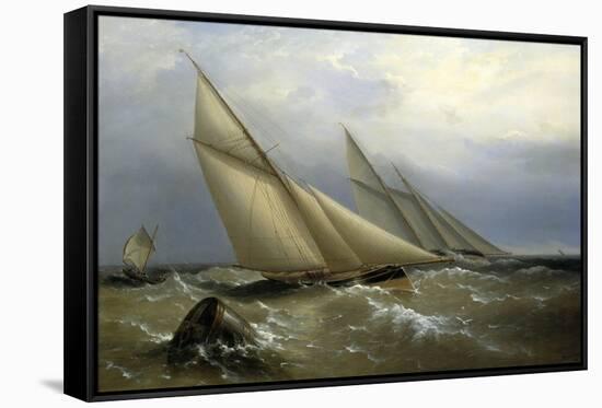 A Schooner and Cutter Yacht rounding a Buoy, 1876-Richard Bridges Beechey-Framed Stretched Canvas