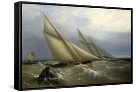 A Schooner and Cutter Yacht rounding a Buoy, 1876-Richard Bridges Beechey-Framed Stretched Canvas