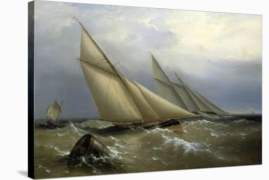 A Schooner and Cutter Yacht rounding a Buoy, 1876-Richard Bridges Beechey-Stretched Canvas
