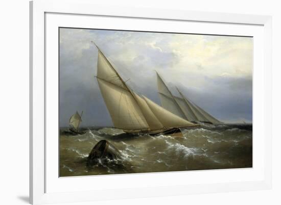 A Schooner and Cutter Yacht rounding a Buoy, 1876-Richard Bridges Beechey-Framed Giclee Print