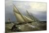 A Schooner and Cutter Yacht rounding a Buoy, 1876-Richard Bridges Beechey-Mounted Giclee Print