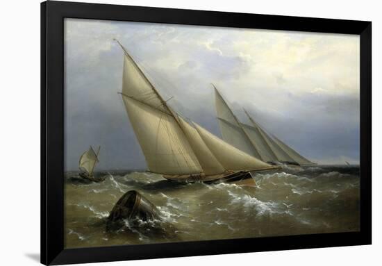 A Schooner and Cutter Yacht rounding a Buoy, 1876-Richard Bridges Beechey-Framed Giclee Print