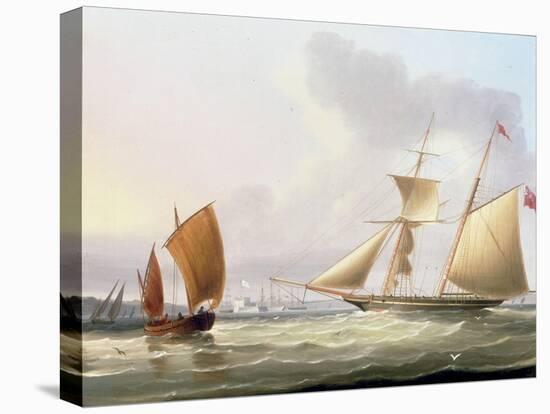 A Schooner and Other Shipping-Thomas Buttersworth-Stretched Canvas