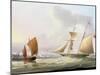 A Schooner and Other Shipping-Thomas Buttersworth-Mounted Giclee Print